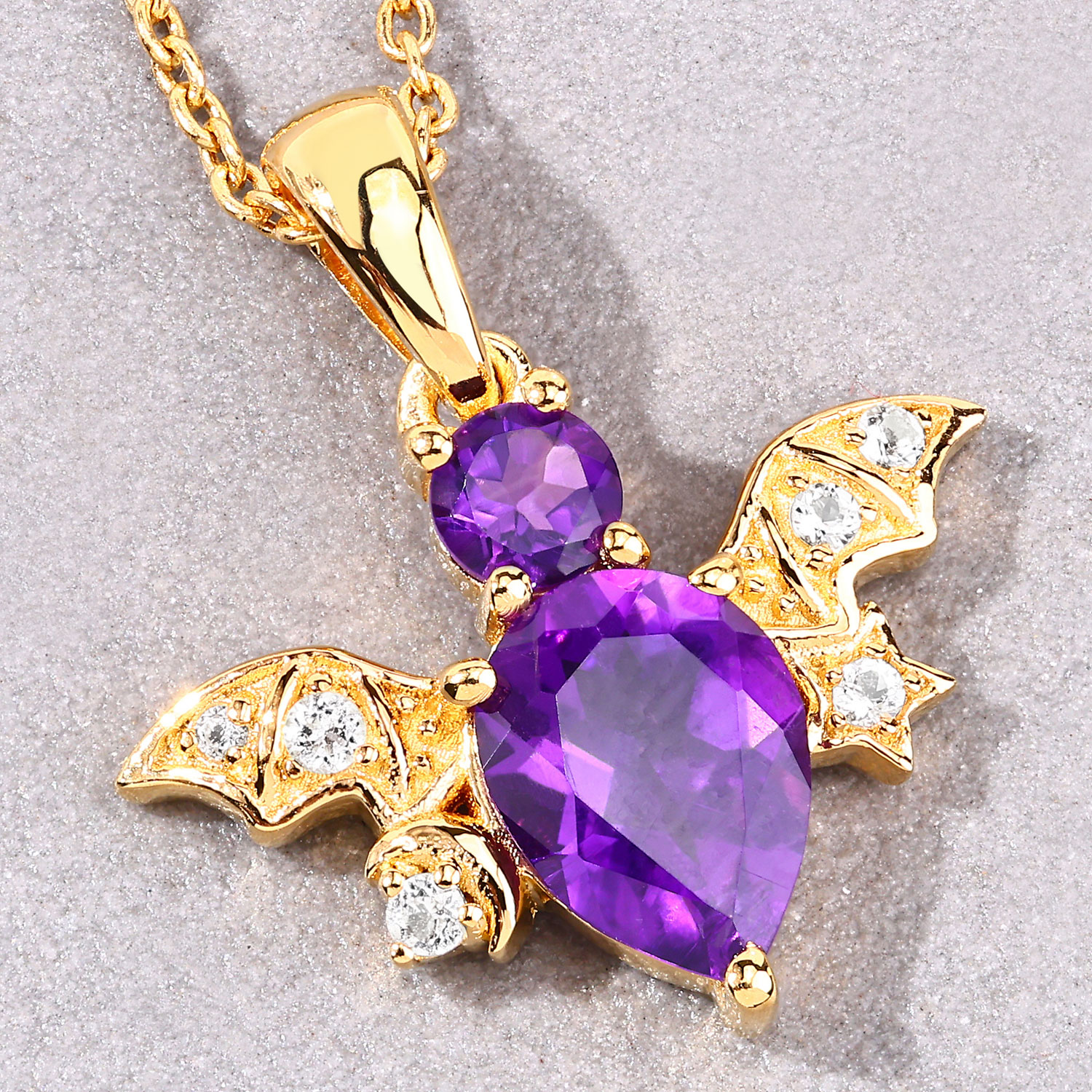 1.24 Carat Genuine Amethyst and White Topaz .925 Sterling Silver Pendant