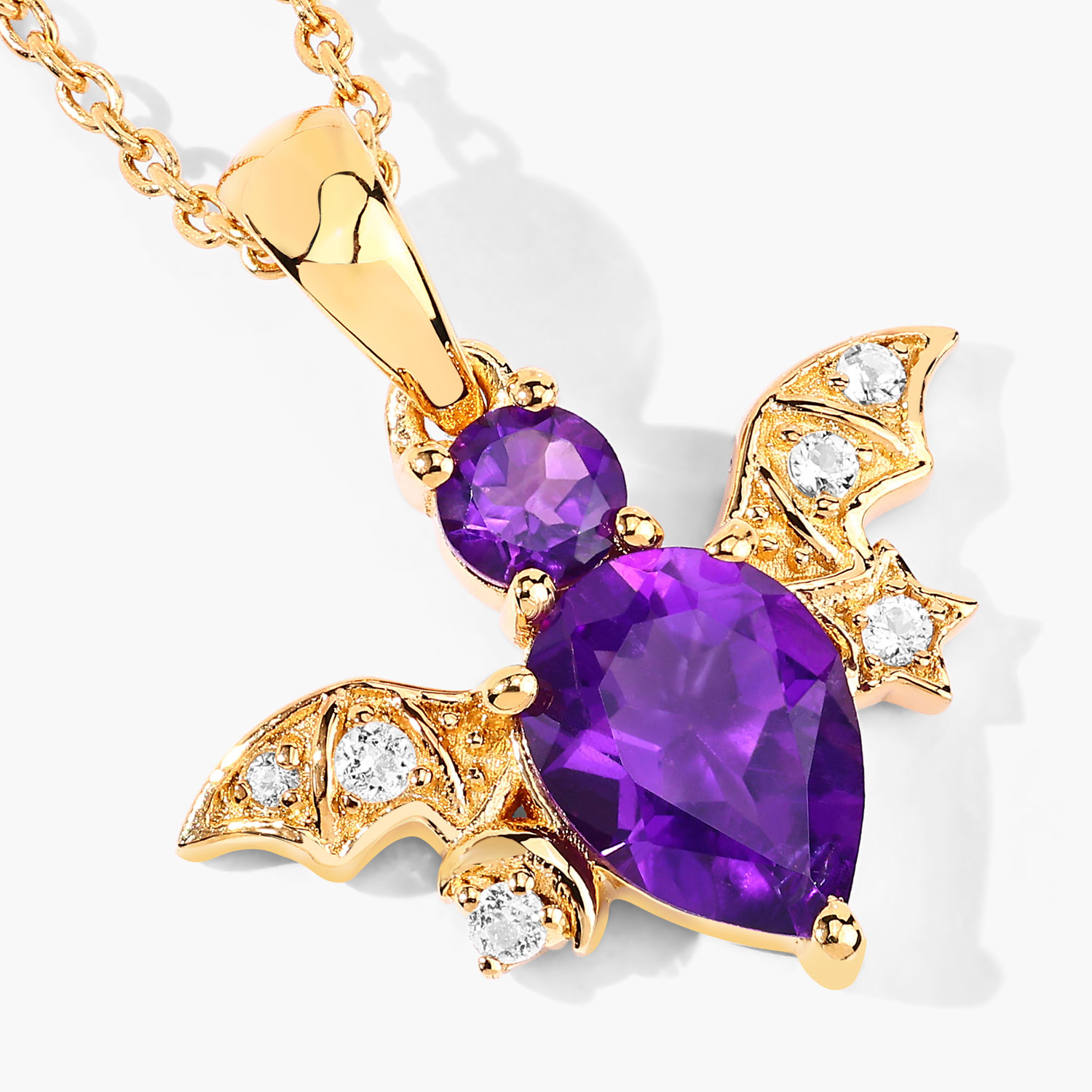 1.24 Carat Genuine Amethyst and White Topaz .925 Sterling Silver Pendant