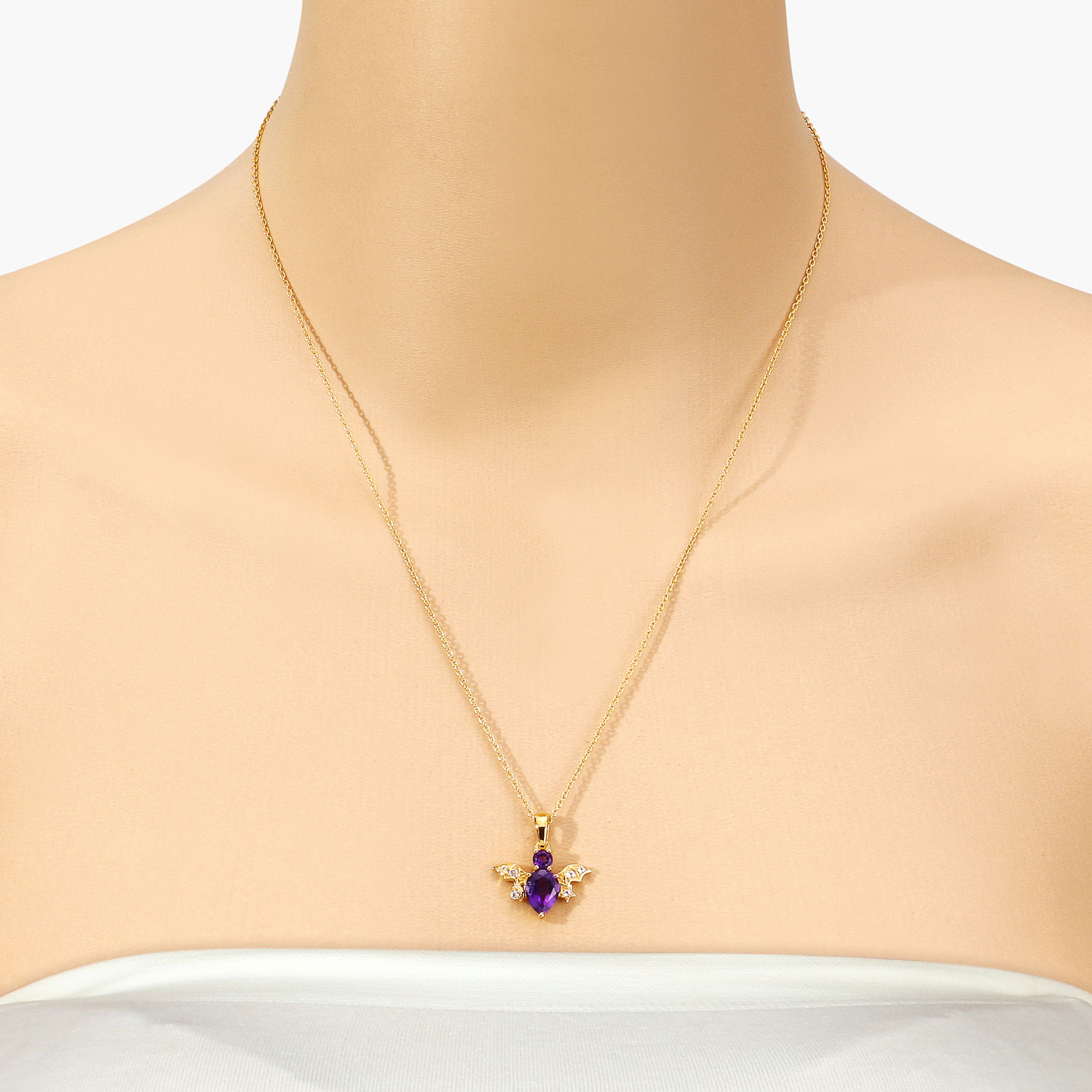 1.24 Carat Genuine Amethyst and White Topaz .925 Sterling Silver Pendant