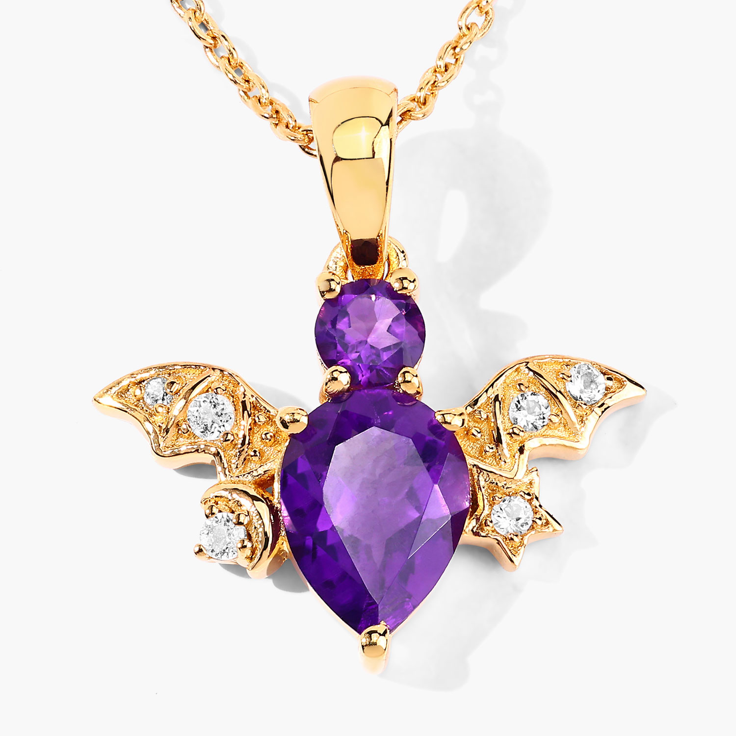1.24 Carat Genuine Amethyst and White Topaz .925 Sterling Silver Pendant