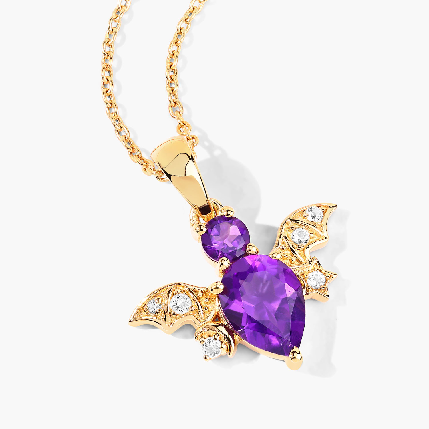 1.24 Carat Genuine Amethyst and White Topaz .925 Sterling Silver Pendant