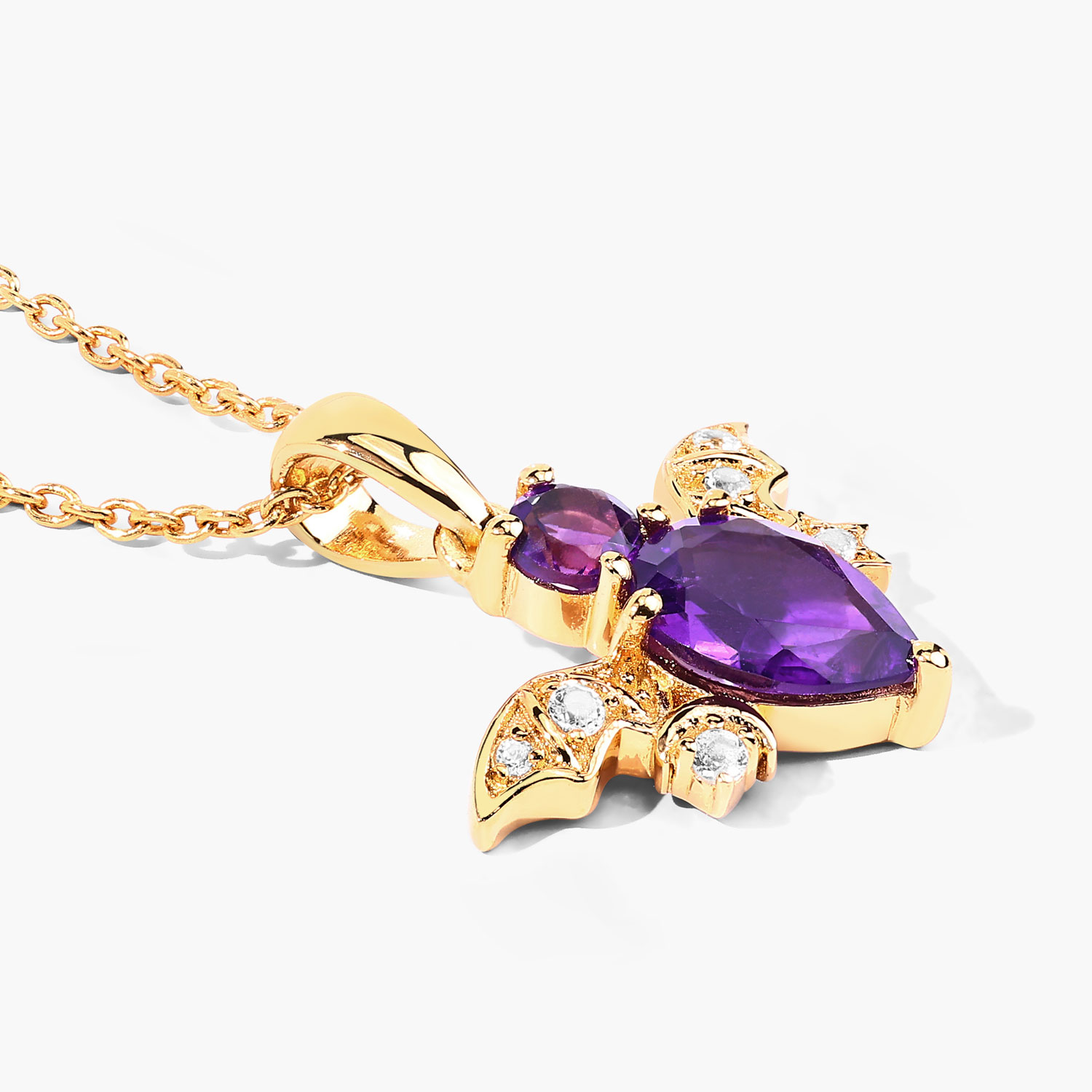 1.24 Carat Genuine Amethyst and White Topaz .925 Sterling Silver Pendant