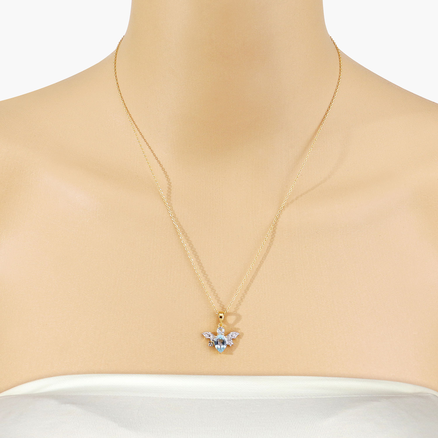 1.45 Carat Genuine Blue Topaz and White Topaz .925 Sterling Silver Pendant