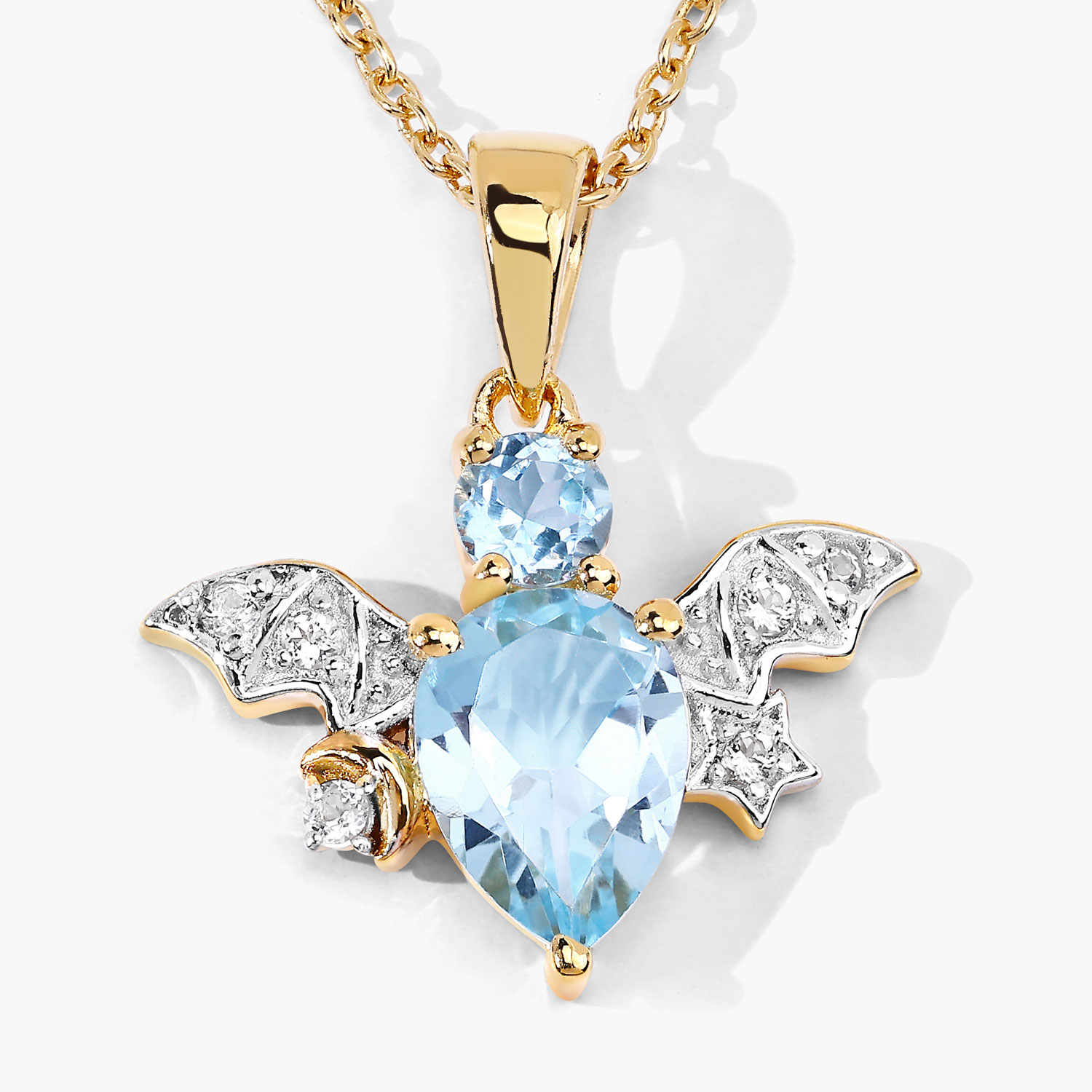 1.45 Carat Genuine Blue Topaz and White Topaz .925 Sterling Silver Pendant