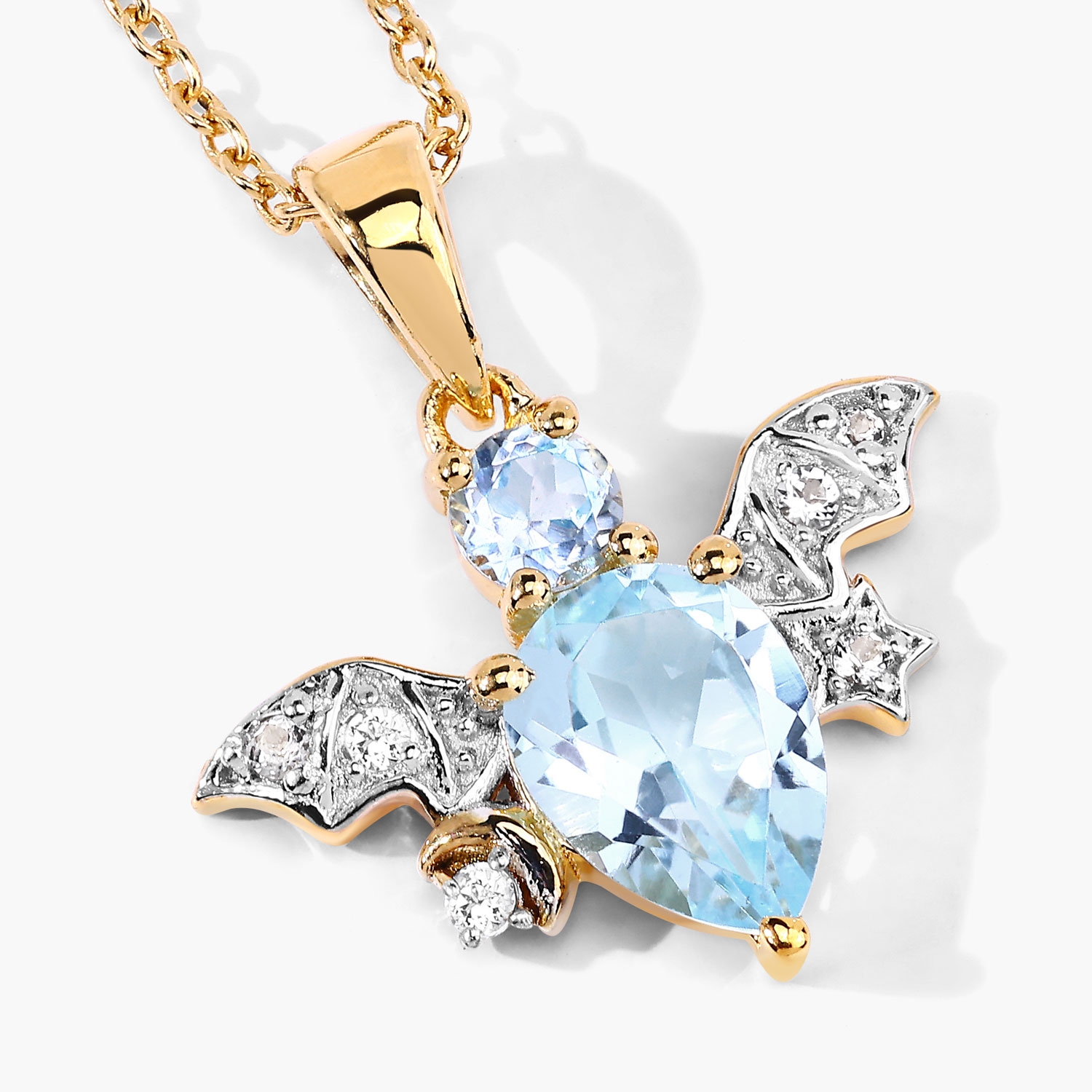 1.45 Carat Genuine Blue Topaz and White Topaz .925 Sterling Silver Pendant