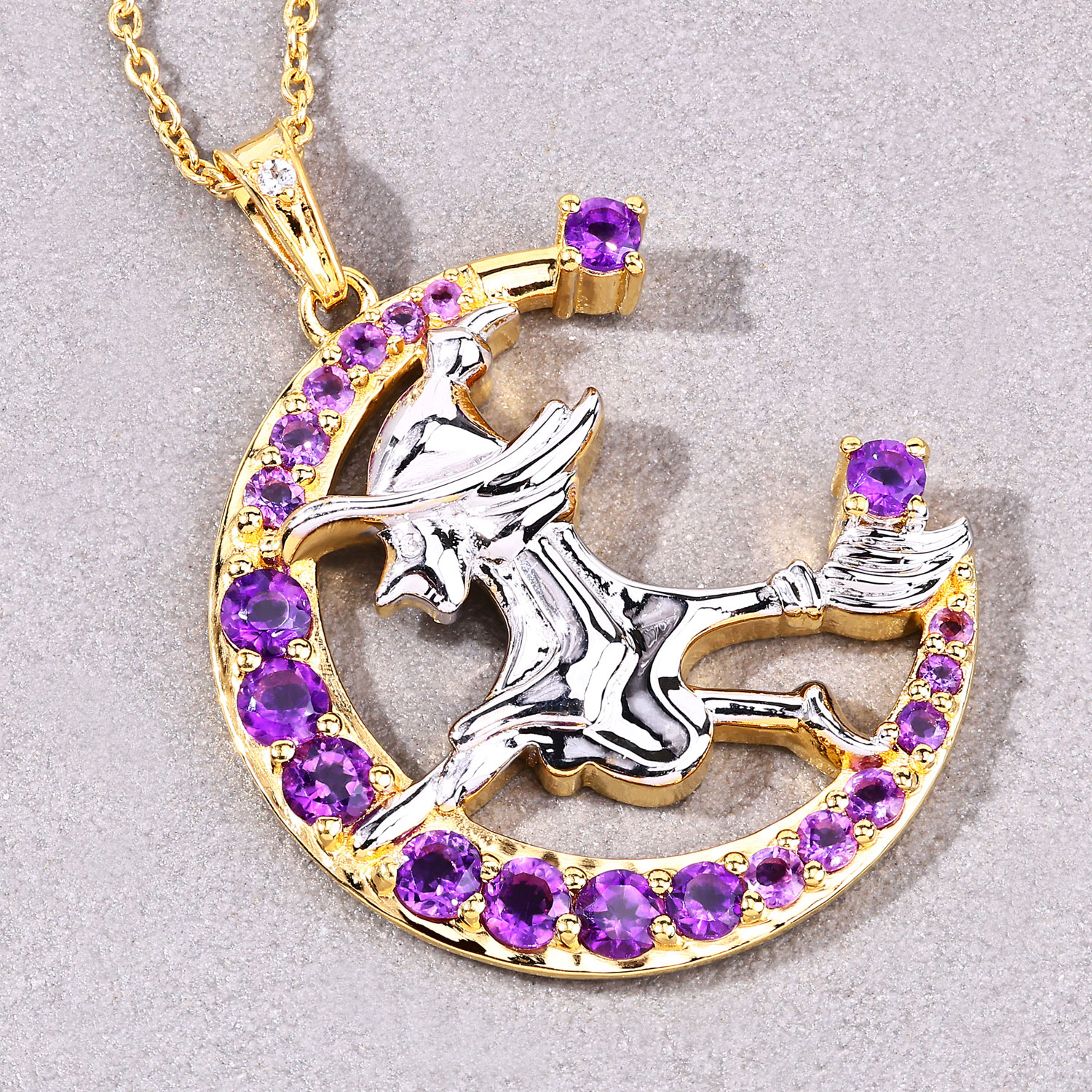 1.06 Carat Genuine Amethyst and White Topaz .925 Sterling Silver Pendant