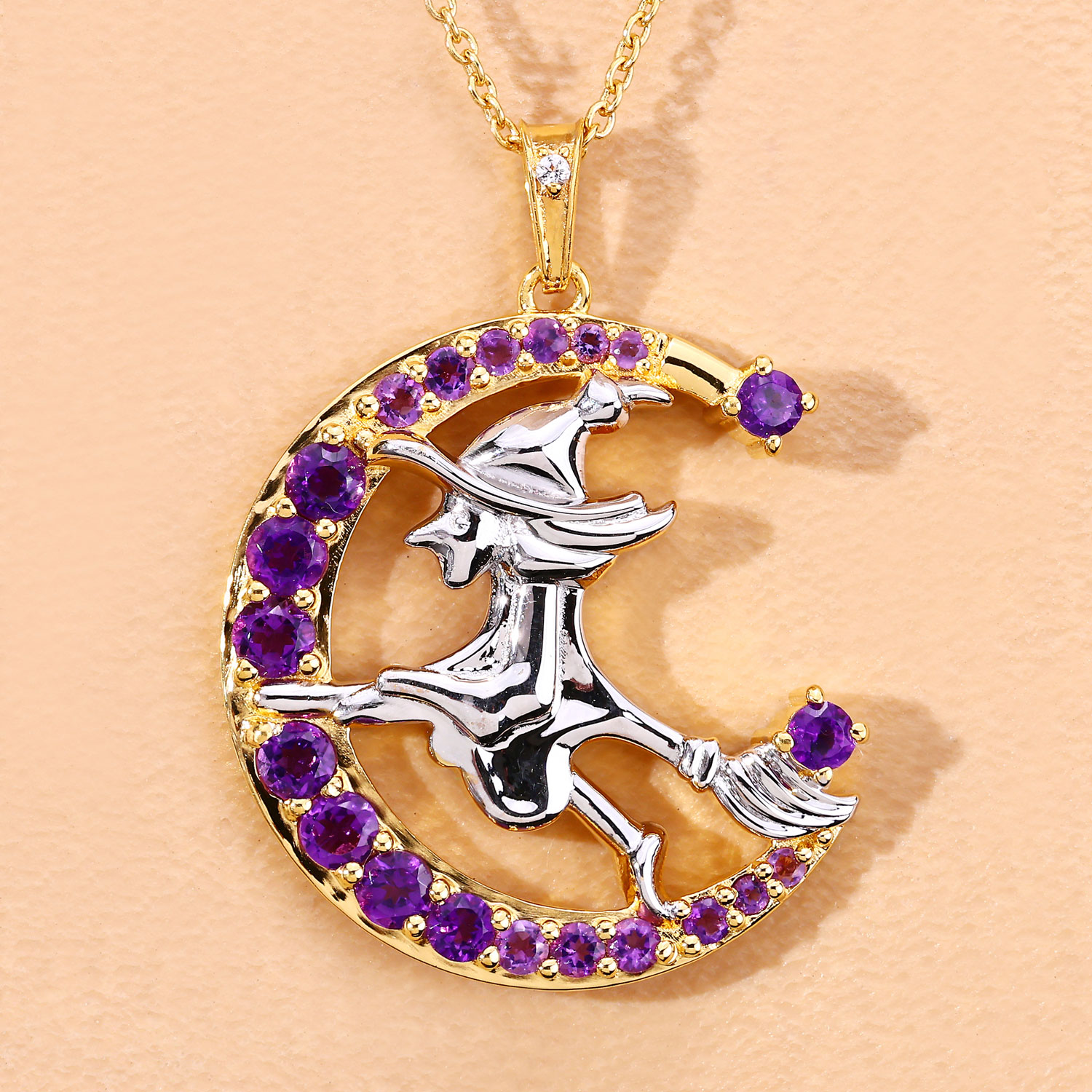 1.06 Carat Genuine Amethyst and White Topaz .925 Sterling Silver Pendant