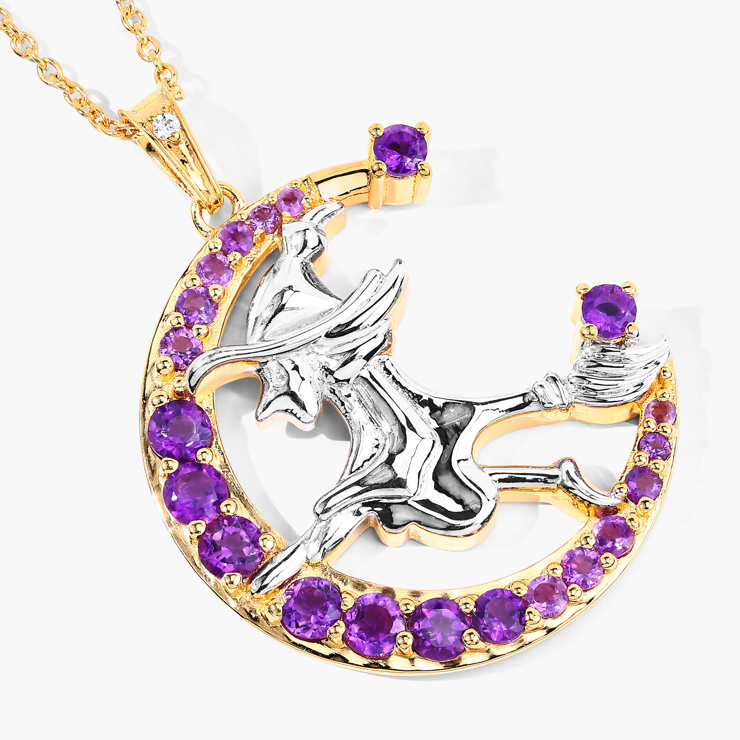 1.06 Carat Genuine Amethyst and White Topaz .925 Sterling Silver Pendant