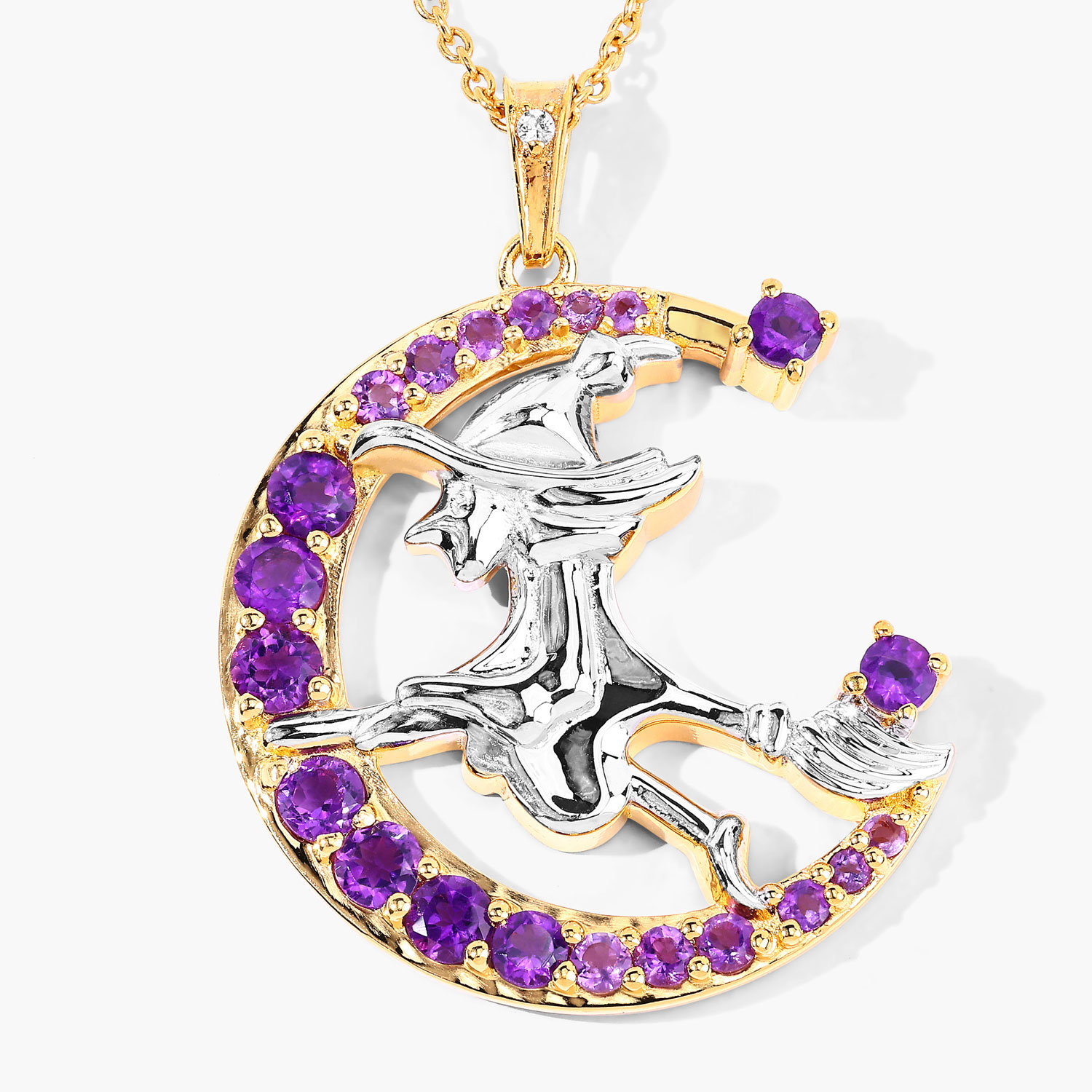 1.06 Carat Genuine Amethyst and White Topaz .925 Sterling Silver Pendant