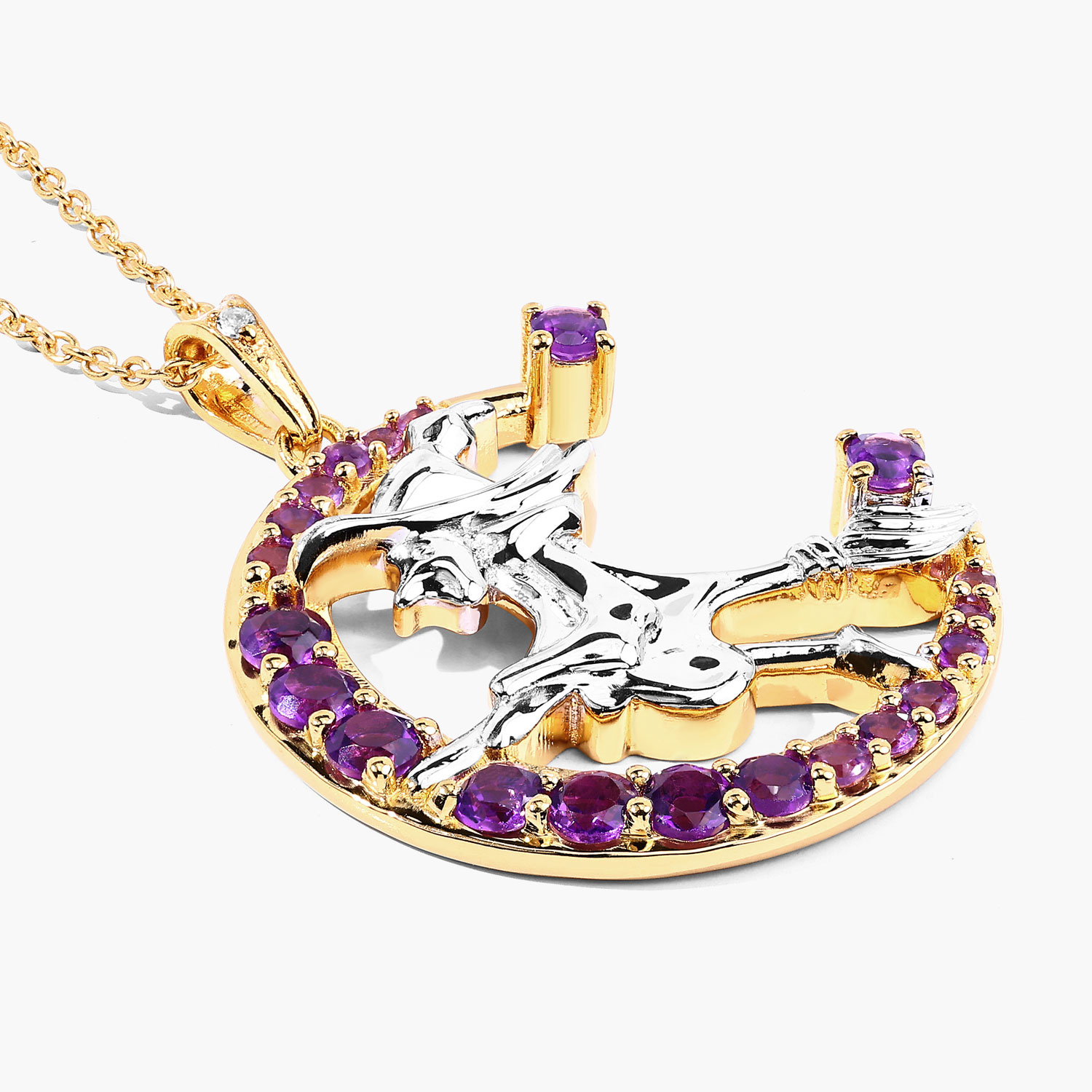 1.06 Carat Genuine Amethyst and White Topaz .925 Sterling Silver Pendant