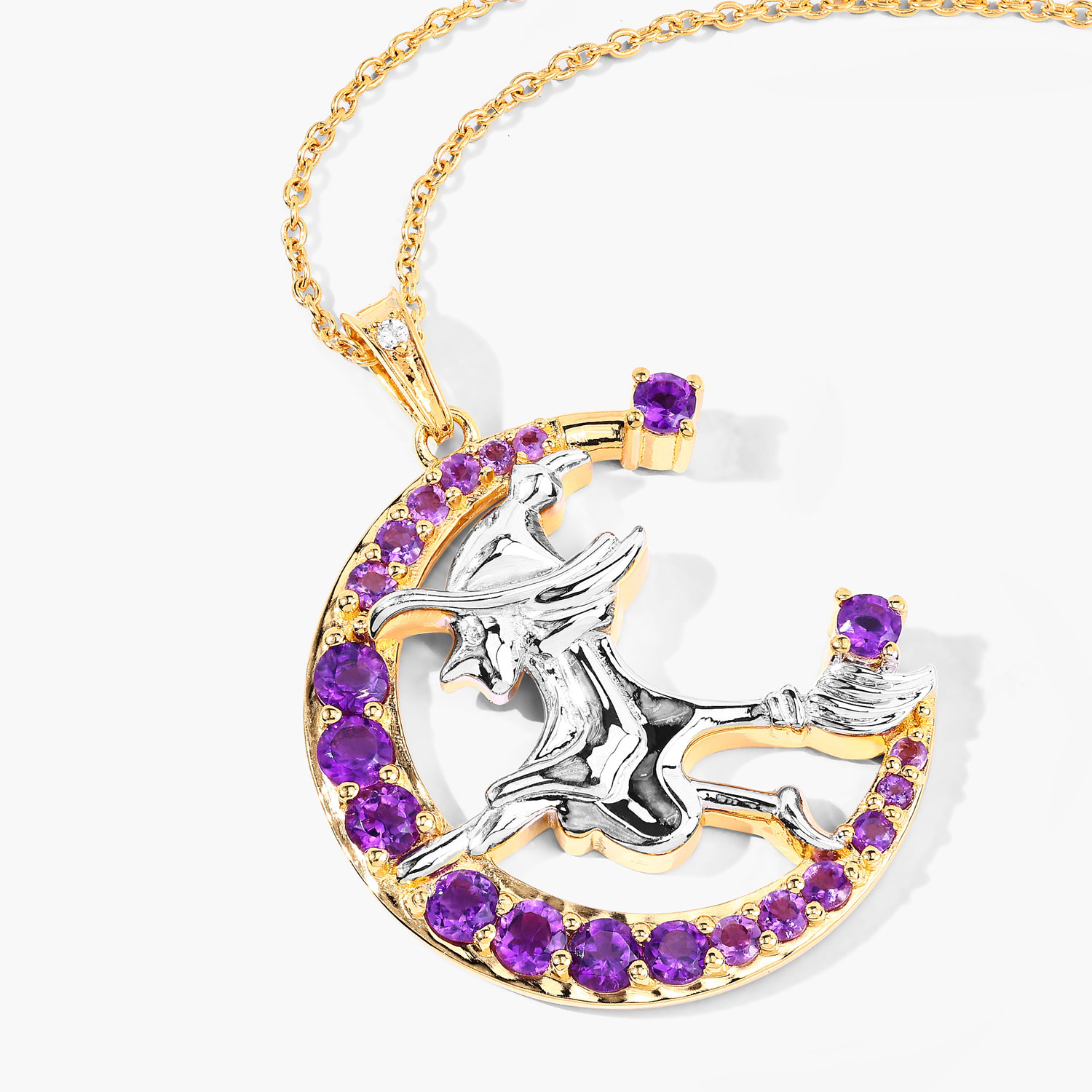 1.06 Carat Genuine Amethyst and White Topaz .925 Sterling Silver Pendant