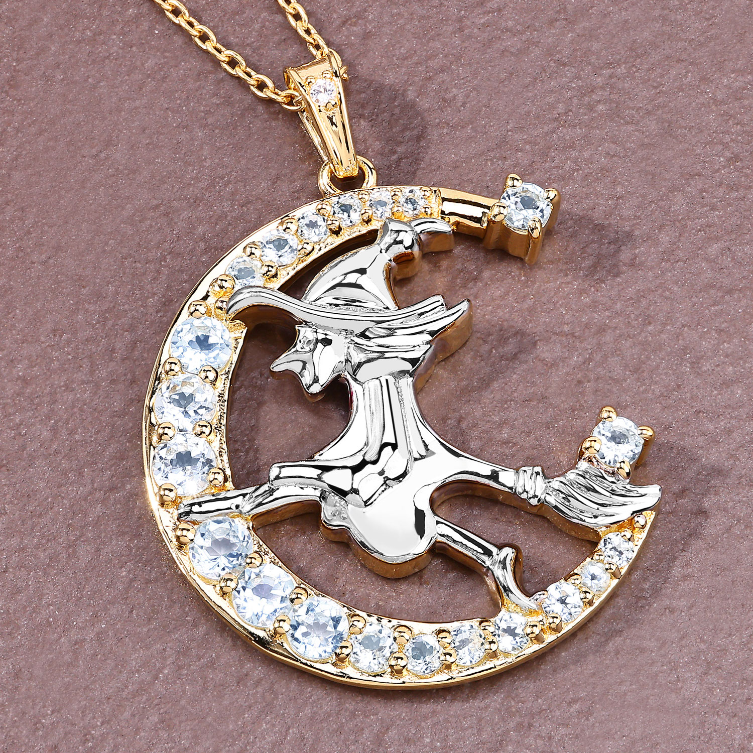 1.33 Carat Genuine Blue Topaz and White Topaz .925 Sterling Silver Pendant