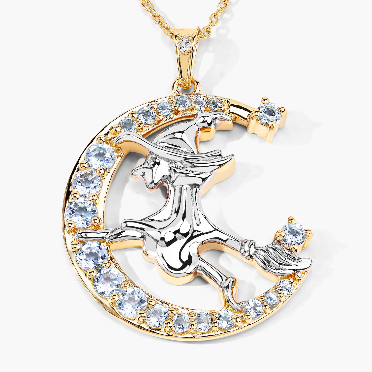 1.33 Carat Genuine Blue Topaz and White Topaz .925 Sterling Silver Pendant