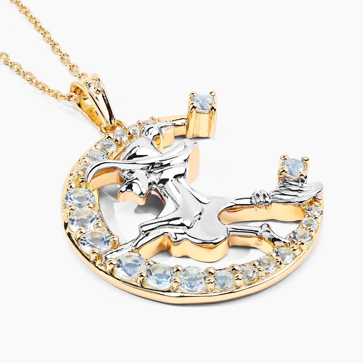 1.33 Carat Genuine Blue Topaz and White Topaz .925 Sterling Silver Pendant