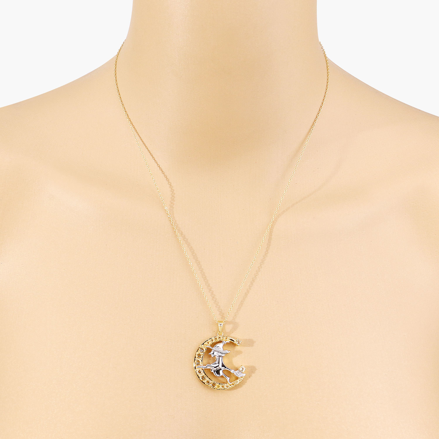 1.09 Carat Genuine Citrine and White Topaz .925 Sterling Silver Pendant