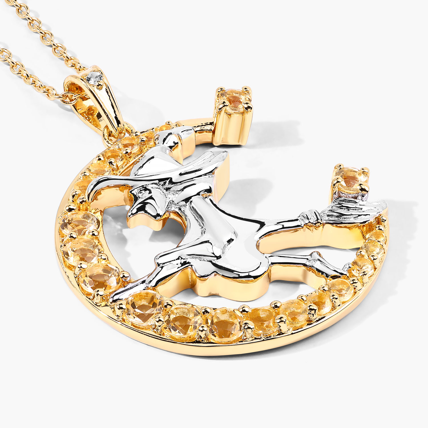 1.09 Carat Genuine Citrine and White Topaz .925 Sterling Silver Pendant