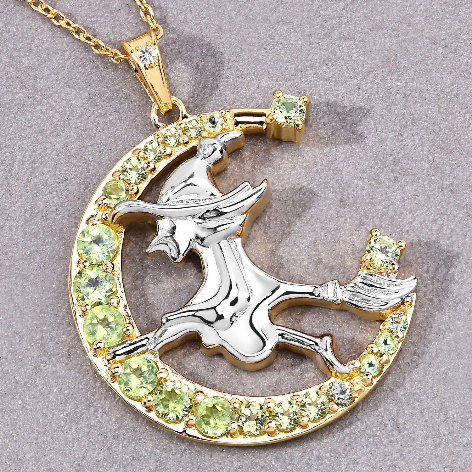 1.12 Carat Genuine Peridot and White Topaz .925 Sterling Silver Pendant