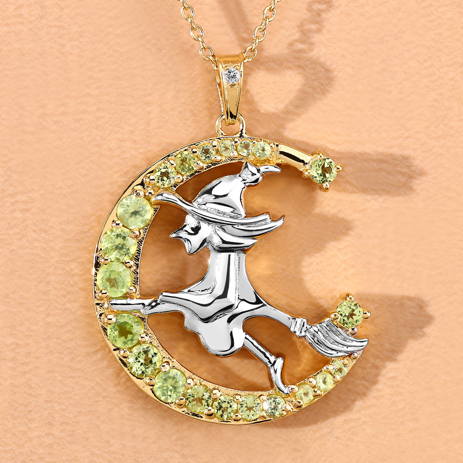 1.12 Carat Genuine Peridot and White Topaz .925 Sterling Silver Pendant