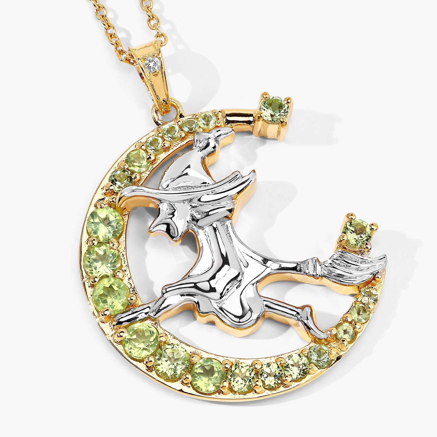 1.12 Carat Genuine Peridot and White Topaz .925 Sterling Silver Pendant