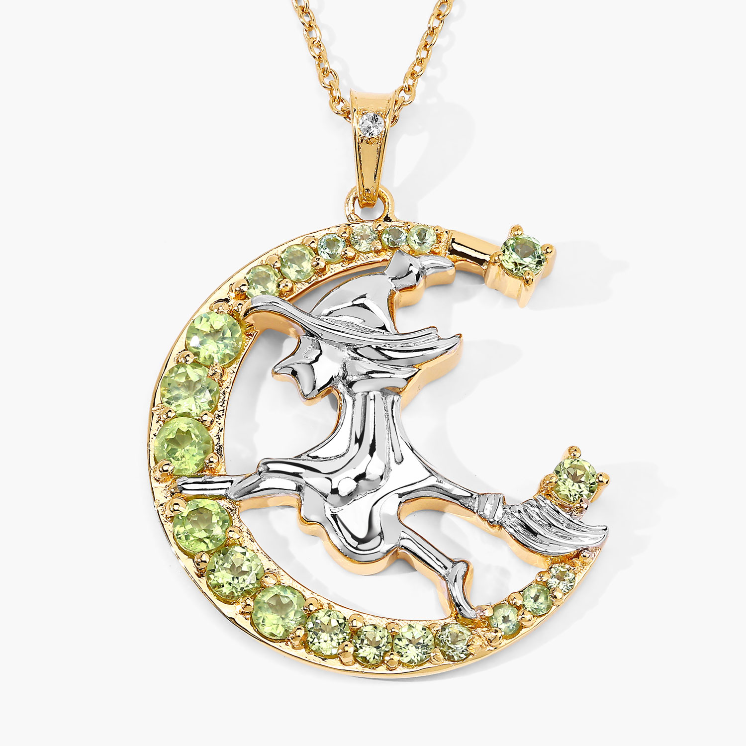 1.12 Carat Genuine Peridot and White Topaz .925 Sterling Silver Pendant