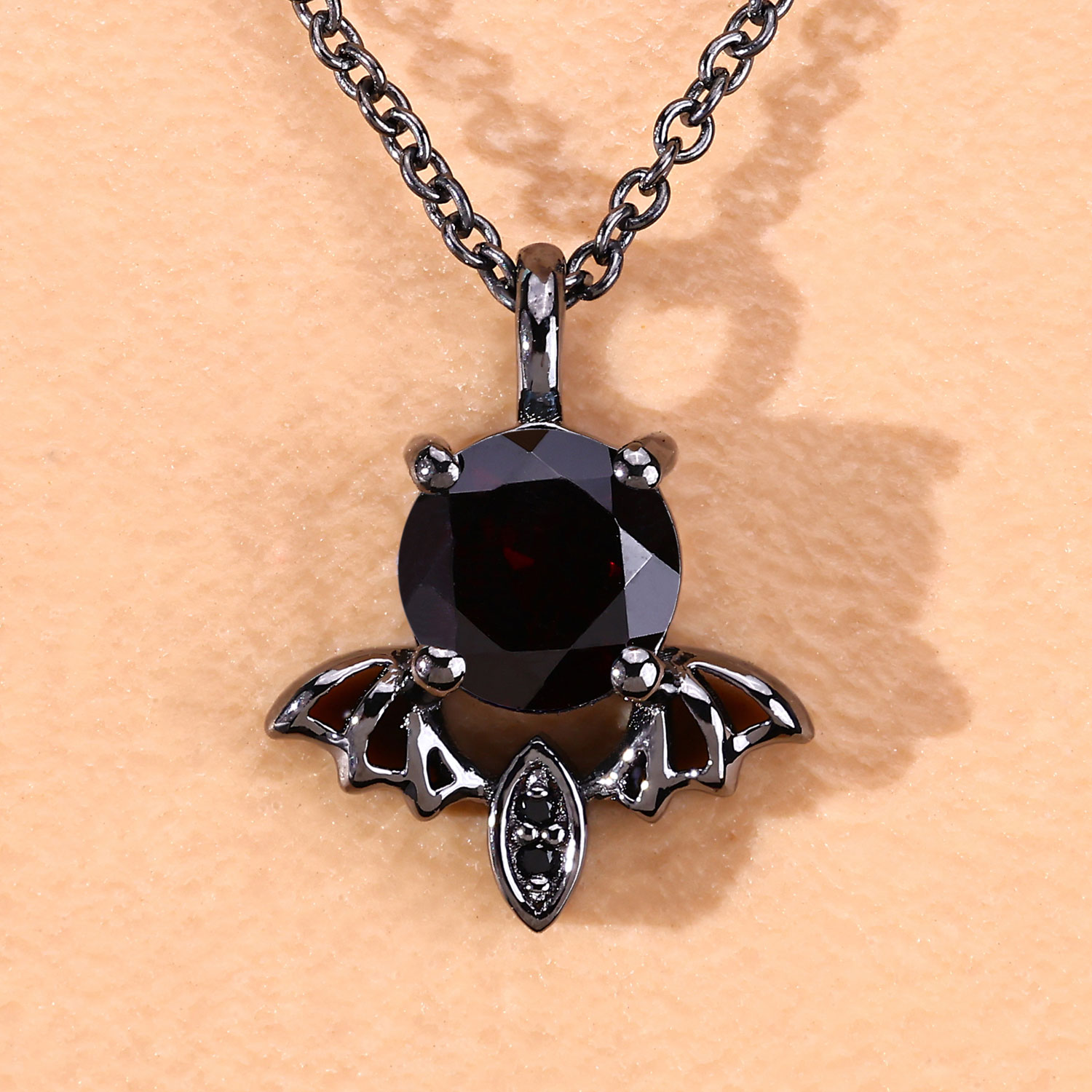 1.01 Carat Genuine Garnet and Black Spinel .925 Sterling Silver Pendant