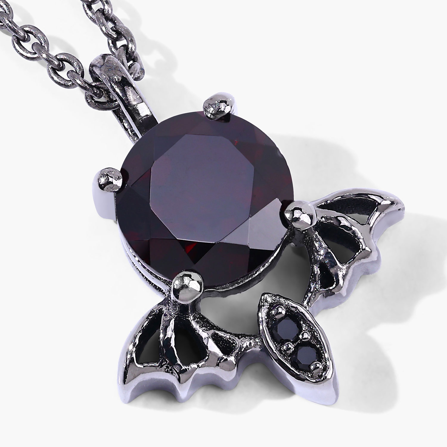 1.01 Carat Genuine Garnet and Black Spinel .925 Sterling Silver Pendant