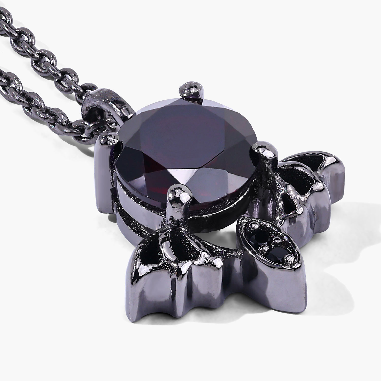 1.01 Carat Genuine Garnet and Black Spinel .925 Sterling Silver Pendant