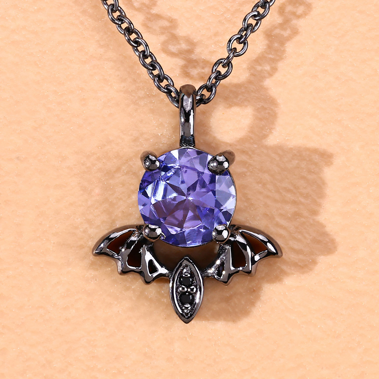 0.96 Carat Genuine Tanzanite and Black Spinel .925 Sterling Silver Pendant