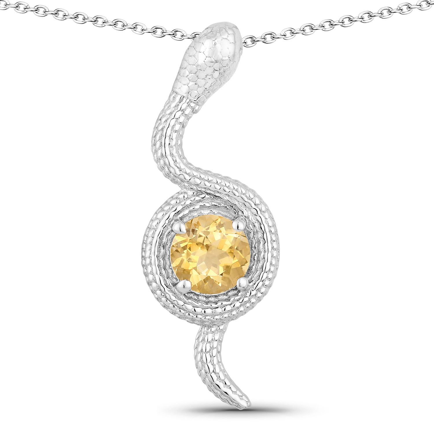 1.00 Carat Genuine Citrine .925 Sterling Silver Pendant