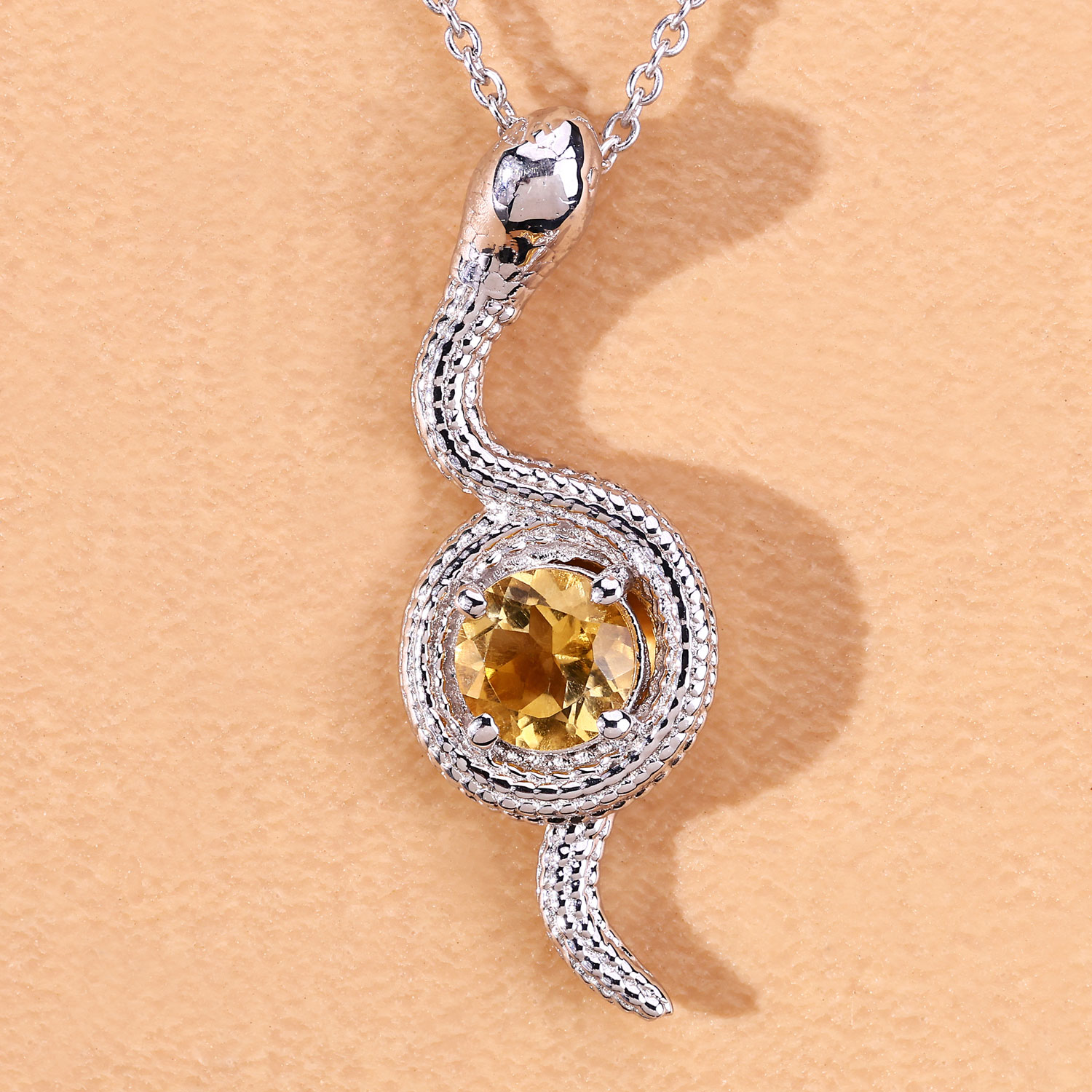 1.00 Carat Genuine Citrine .925 Sterling Silver Pendant