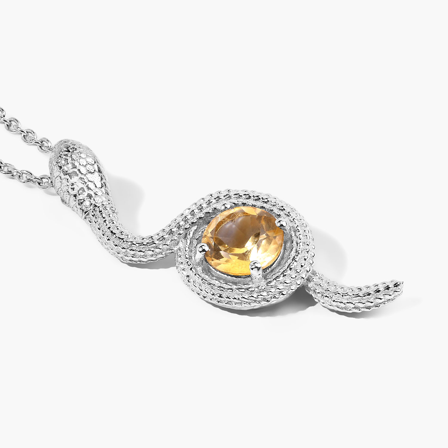 1.00 Carat Genuine Citrine .925 Sterling Silver Pendant