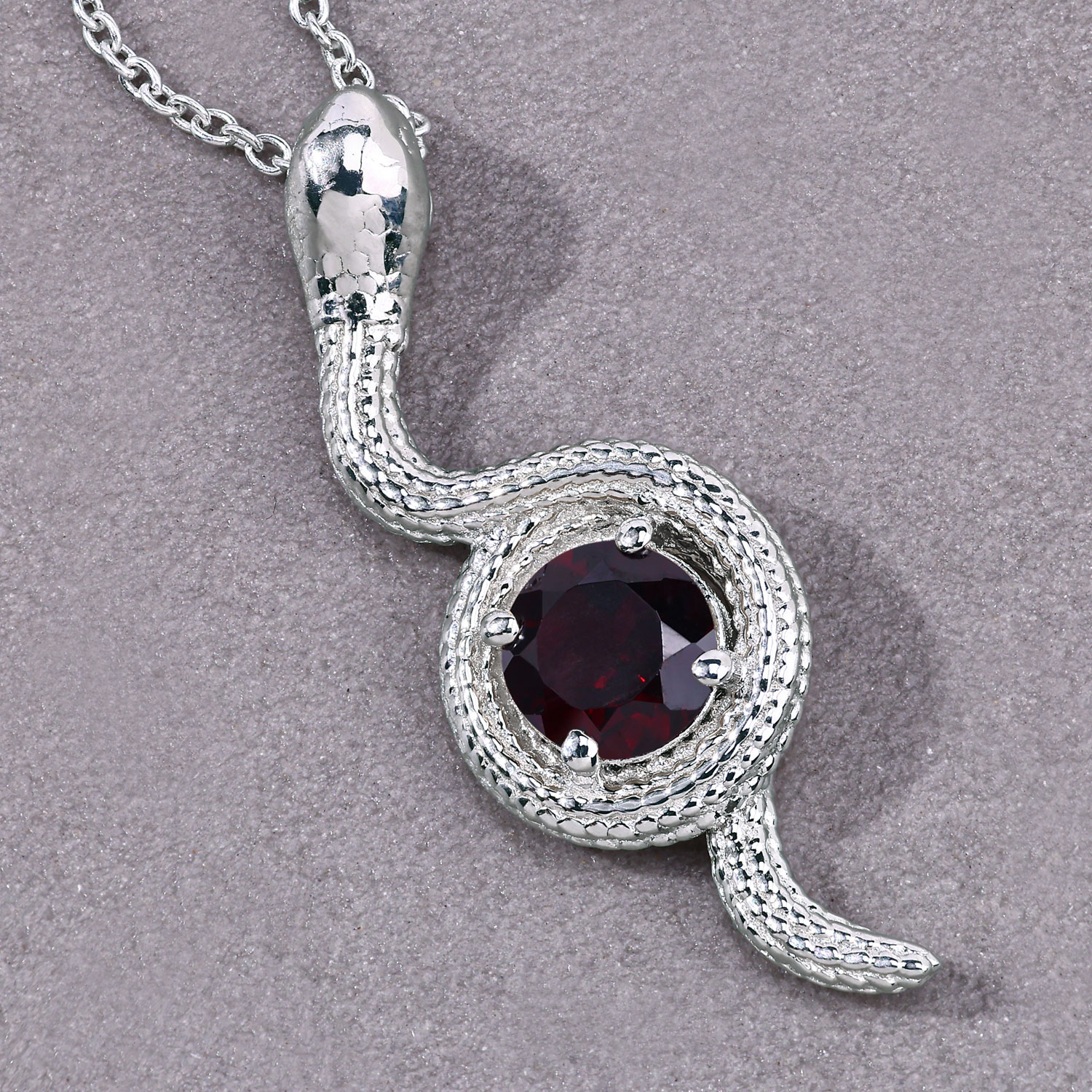 1.00 Carat Genuine Garnet .925 Sterling Silver Pendant