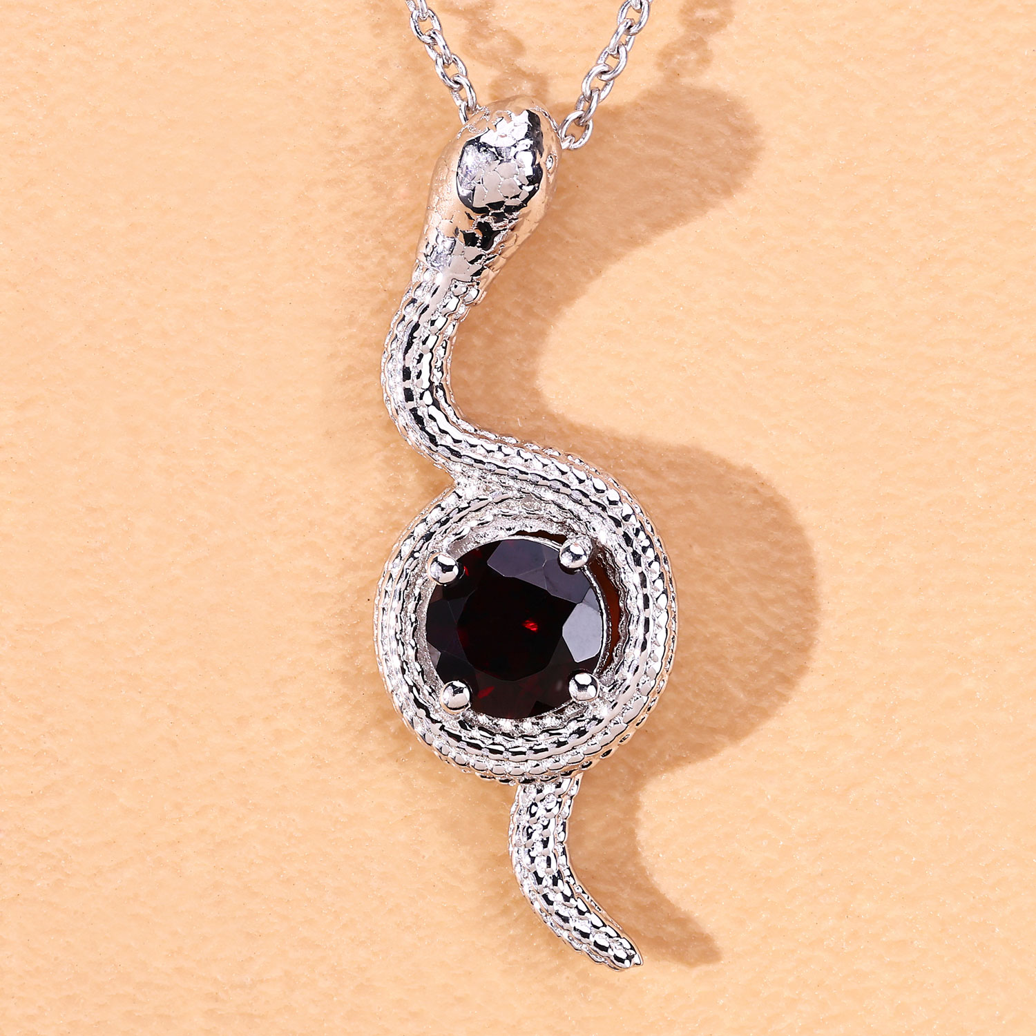 1.00 Carat Genuine Garnet .925 Sterling Silver Pendant