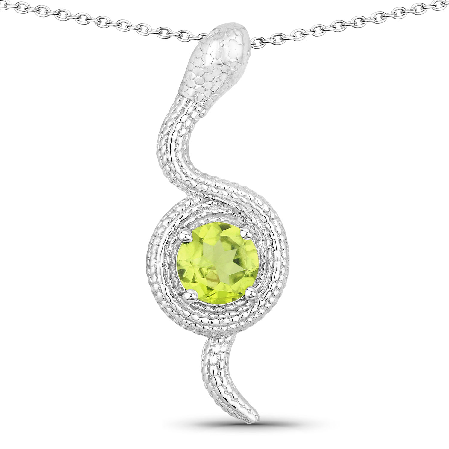 0.80 Carat Genuine Peridot .925 Sterling Silver Pendant