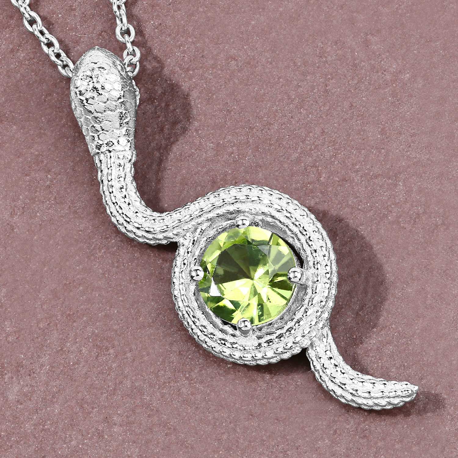 0.80 Carat Genuine Peridot .925 Sterling Silver Pendant