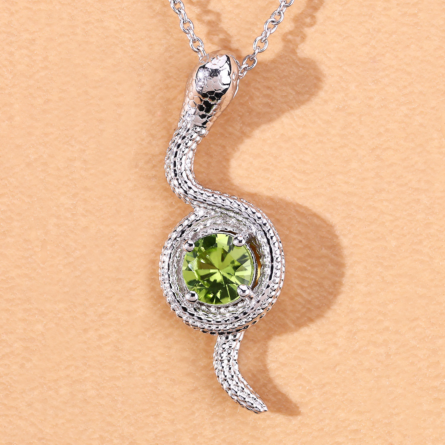 0.80 Carat Genuine Peridot .925 Sterling Silver Pendant