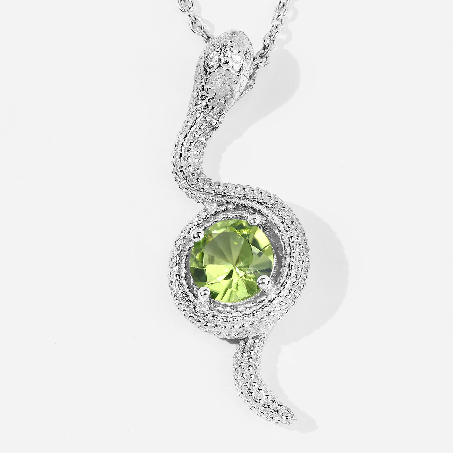 0.80 Carat Genuine Peridot .925 Sterling Silver Pendant
