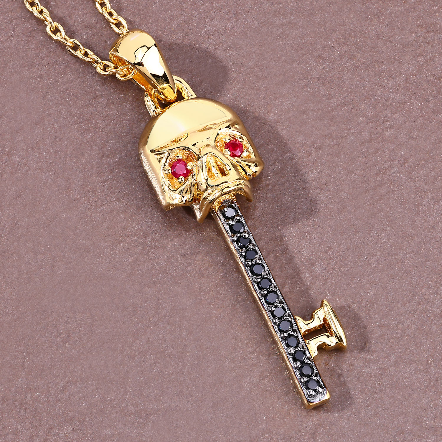 0.12 Carat Genuine Ruby and Black Spinel .925 Sterling Silver Pendant