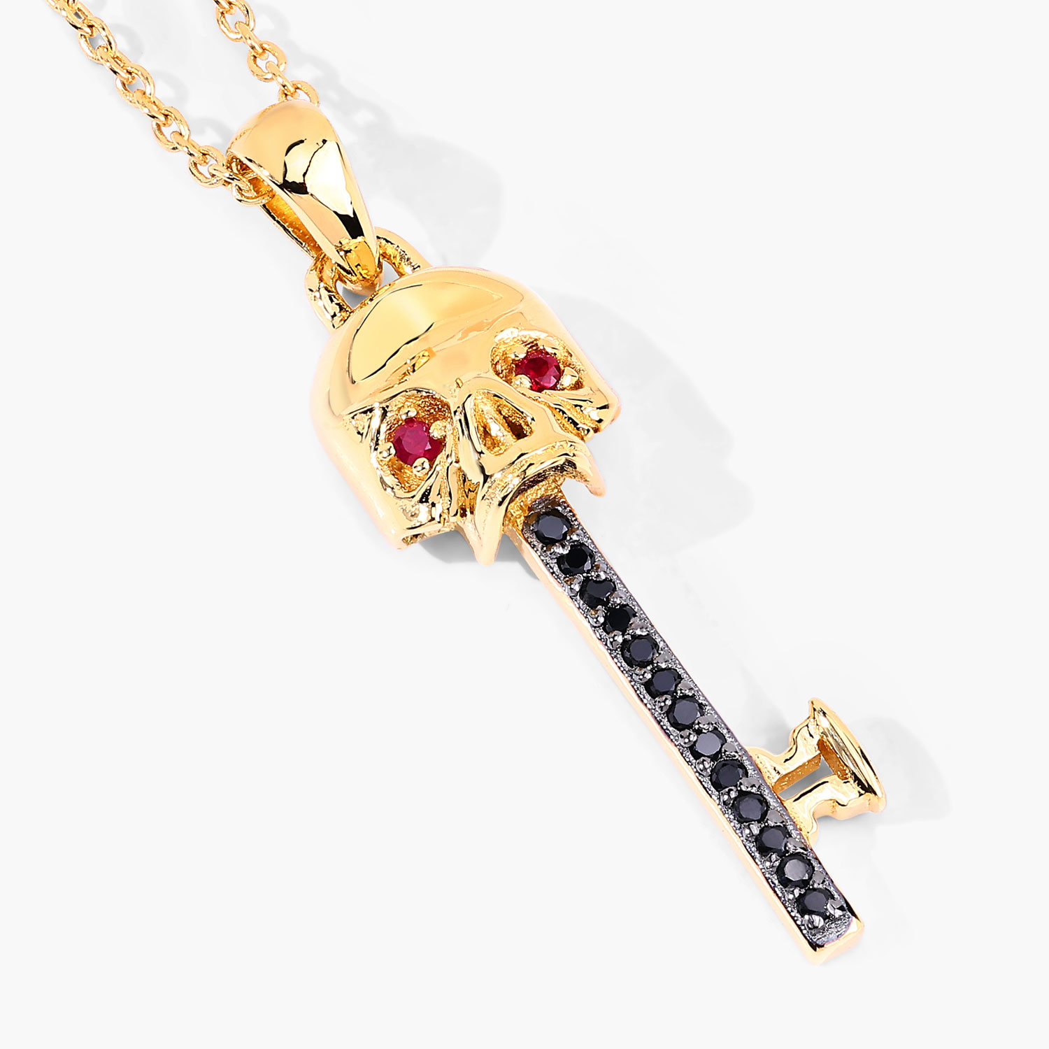 0.12 Carat Genuine Ruby and Black Spinel .925 Sterling Silver Pendant