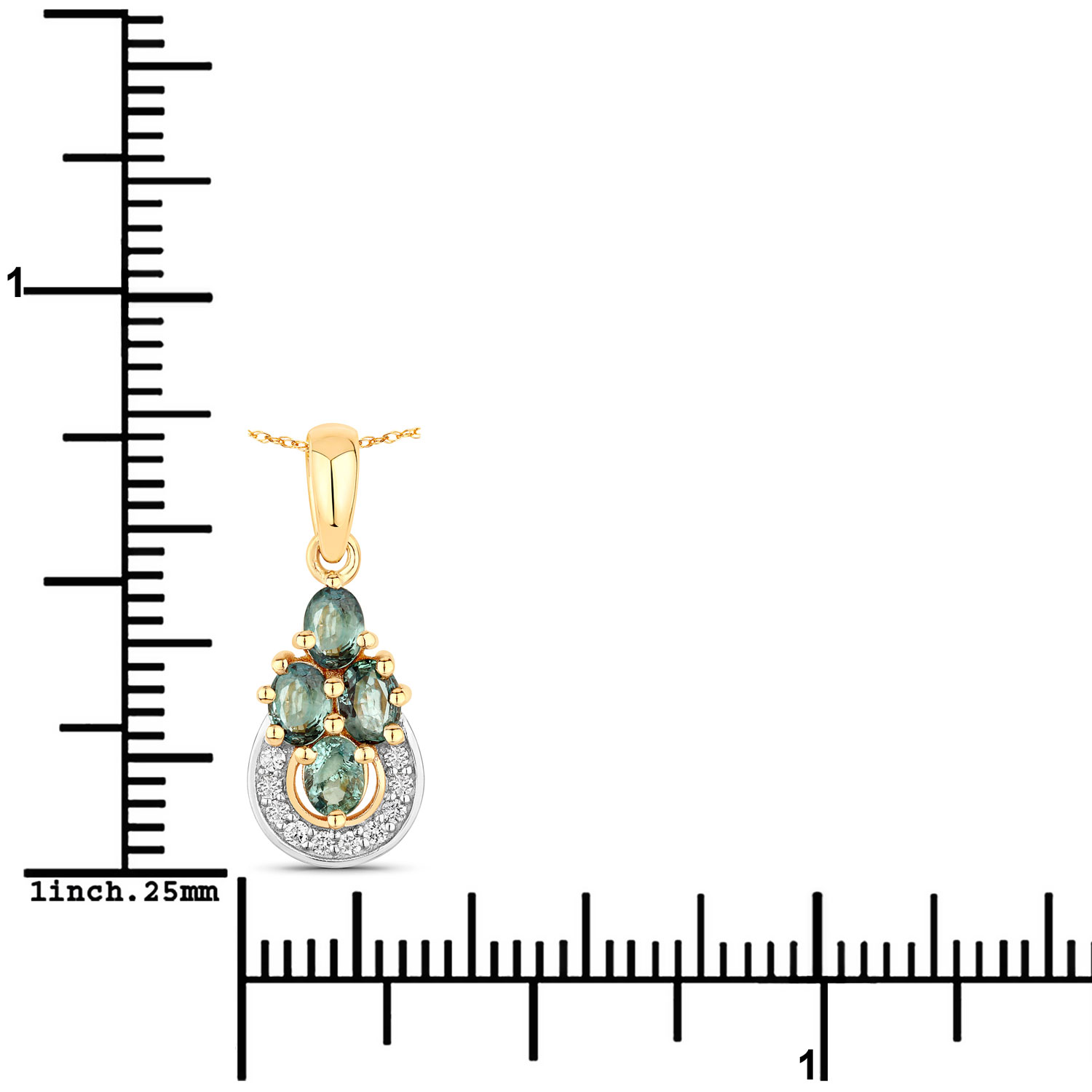 0.63 Carat Genuine Alexandrite and White Diamond 18K Yellow Gold Pendant