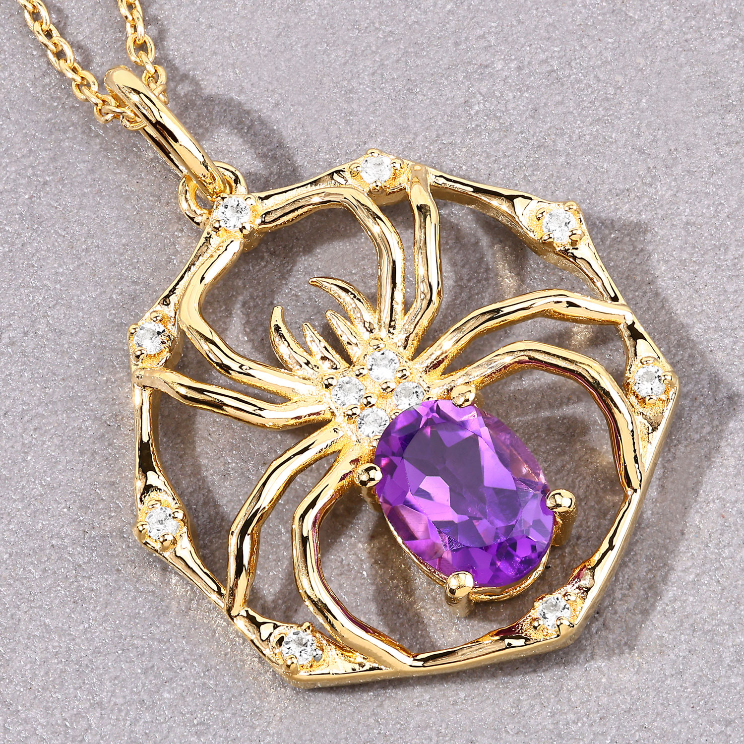 1.23 Carat Genuine Amethyst and White Topaz .925 Sterling Silver Pendant