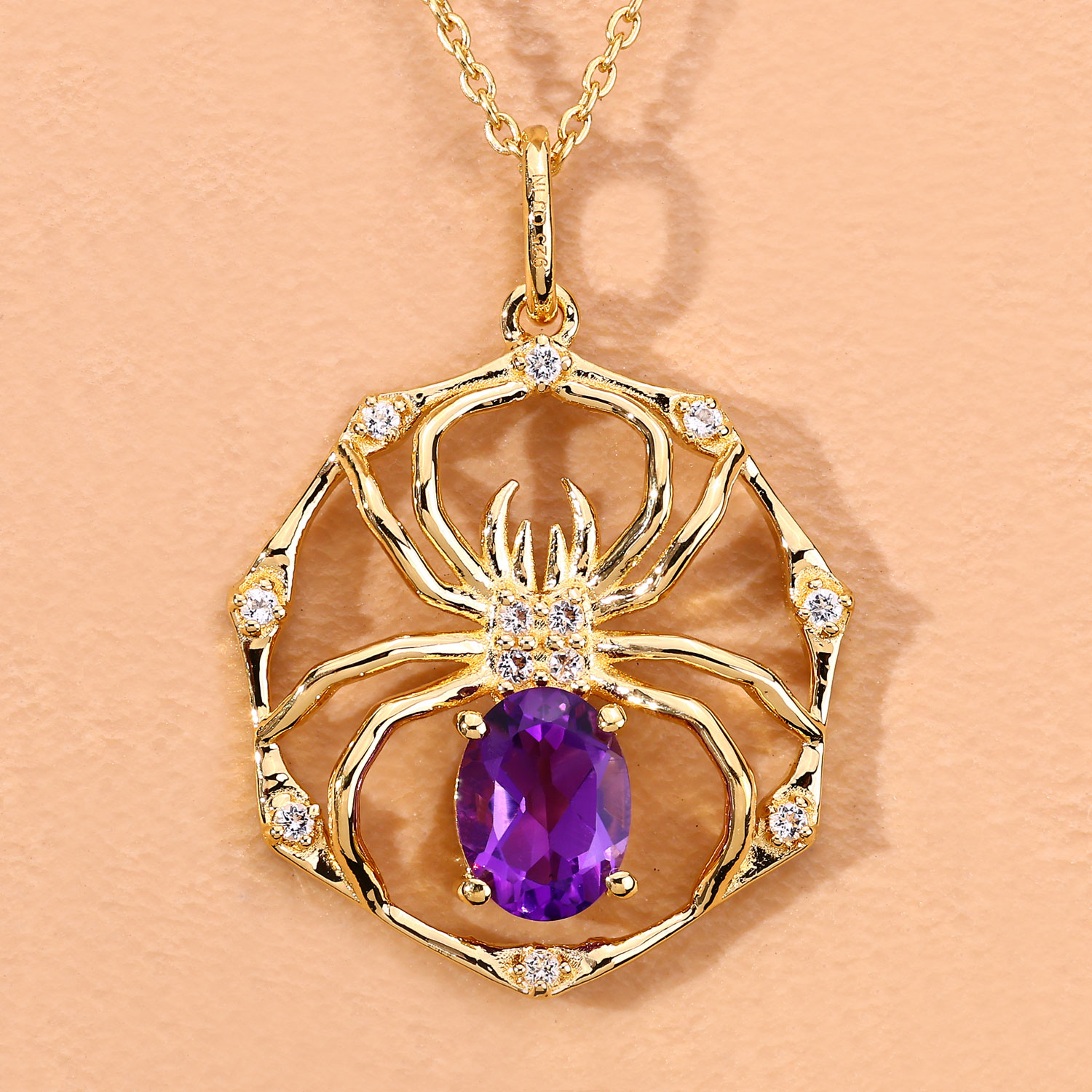 1.23 Carat Genuine Amethyst and White Topaz .925 Sterling Silver Pendant