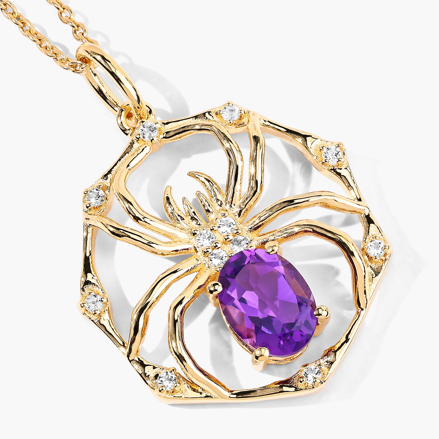 1.23 Carat Genuine Amethyst and White Topaz .925 Sterling Silver Pendant