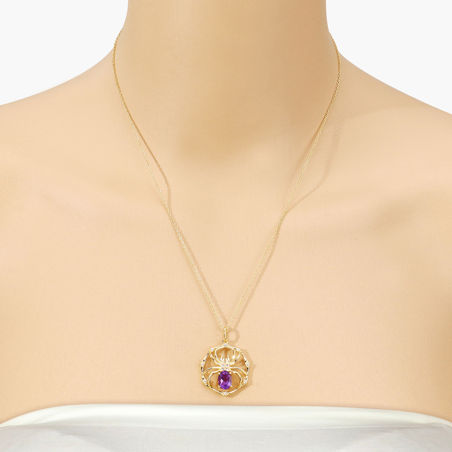 1.23 Carat Genuine Amethyst and White Topaz .925 Sterling Silver Pendant