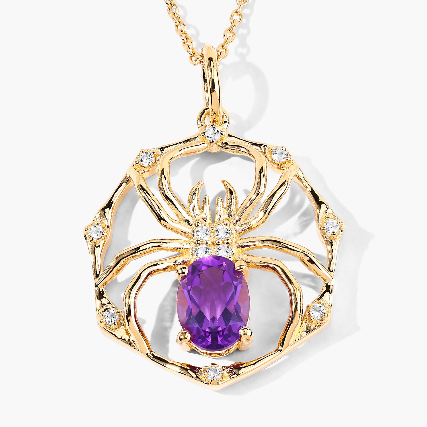 1.23 Carat Genuine Amethyst and White Topaz .925 Sterling Silver Pendant