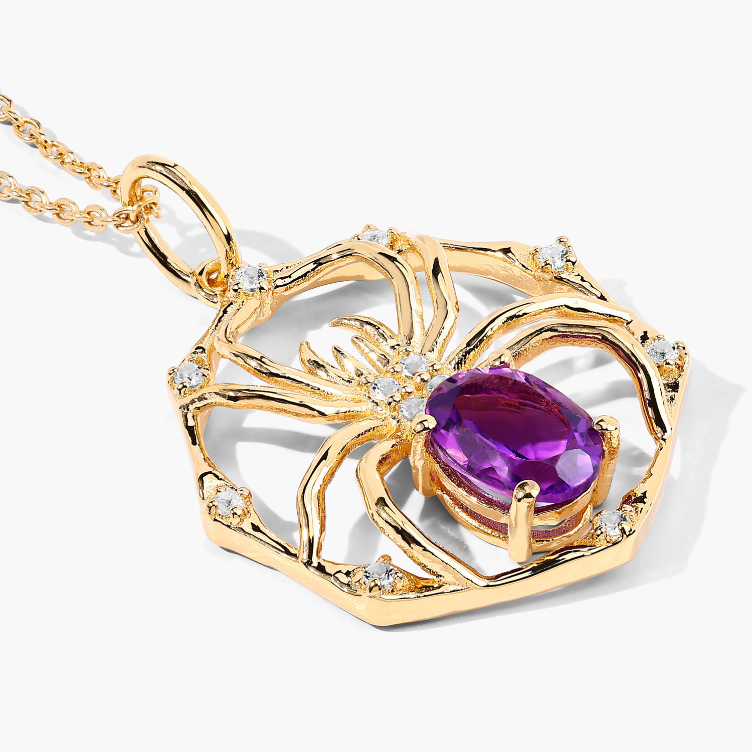 1.23 Carat Genuine Amethyst and White Topaz .925 Sterling Silver Pendant