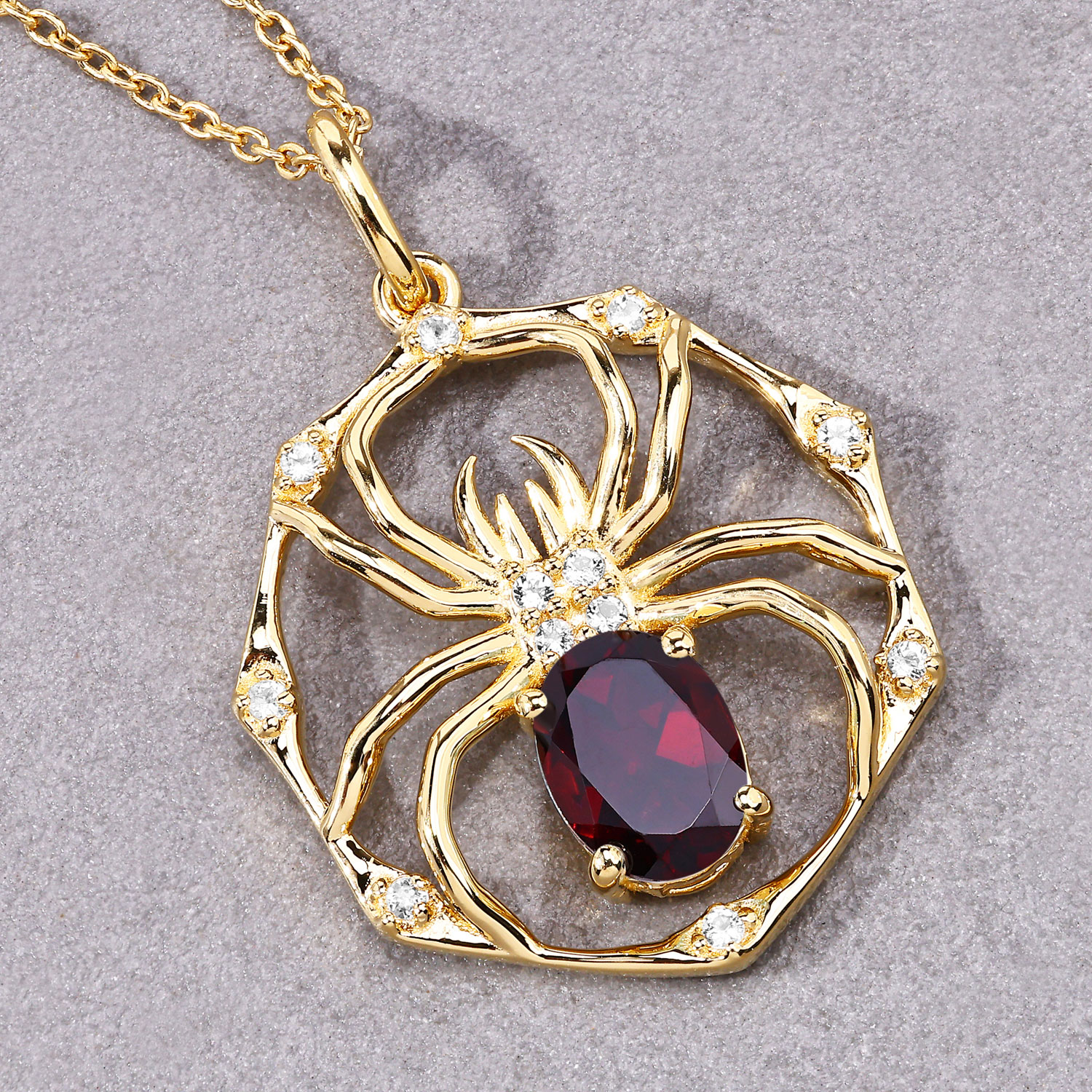 1.43 Carat Genuine Garnet and White Topaz .925 Sterling Silver Pendant