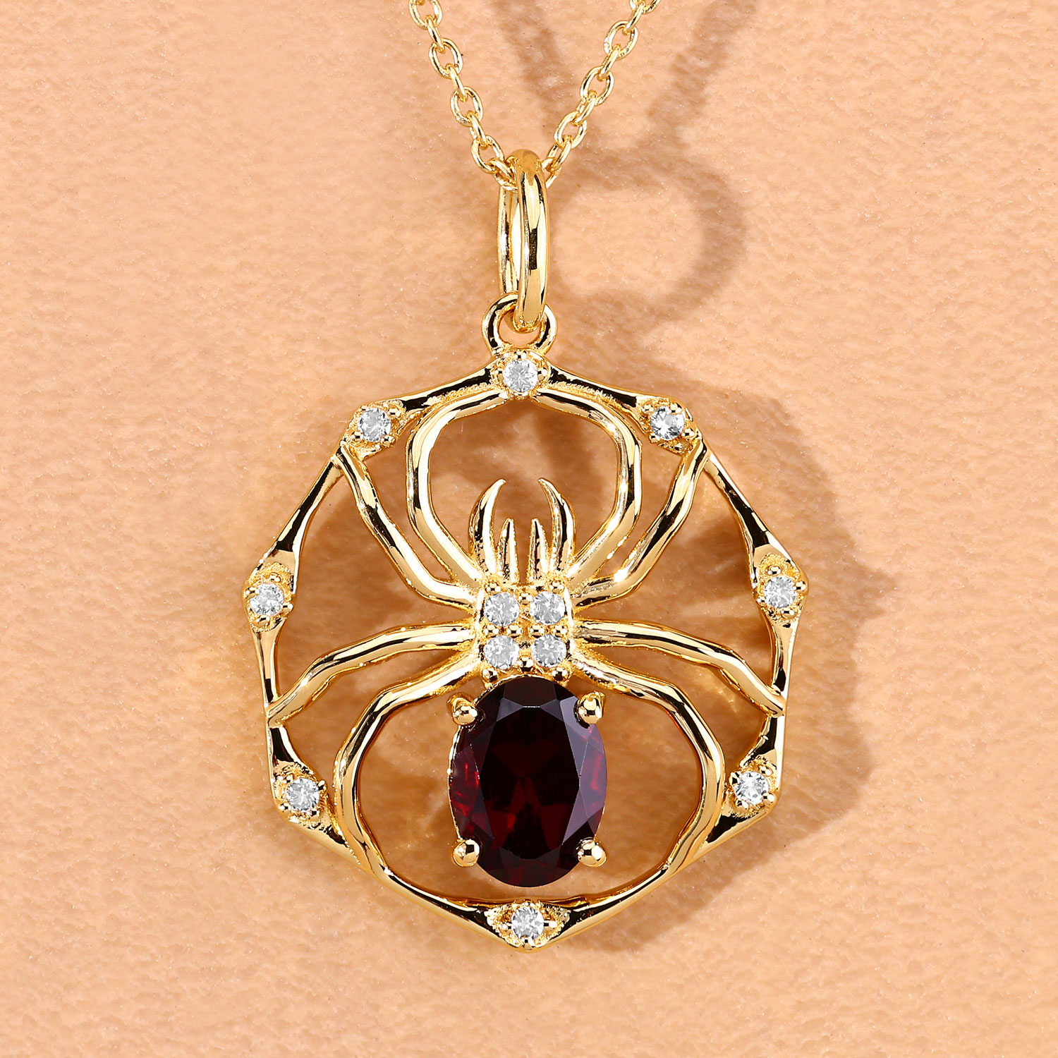1.43 Carat Genuine Garnet and White Topaz .925 Sterling Silver Pendant
