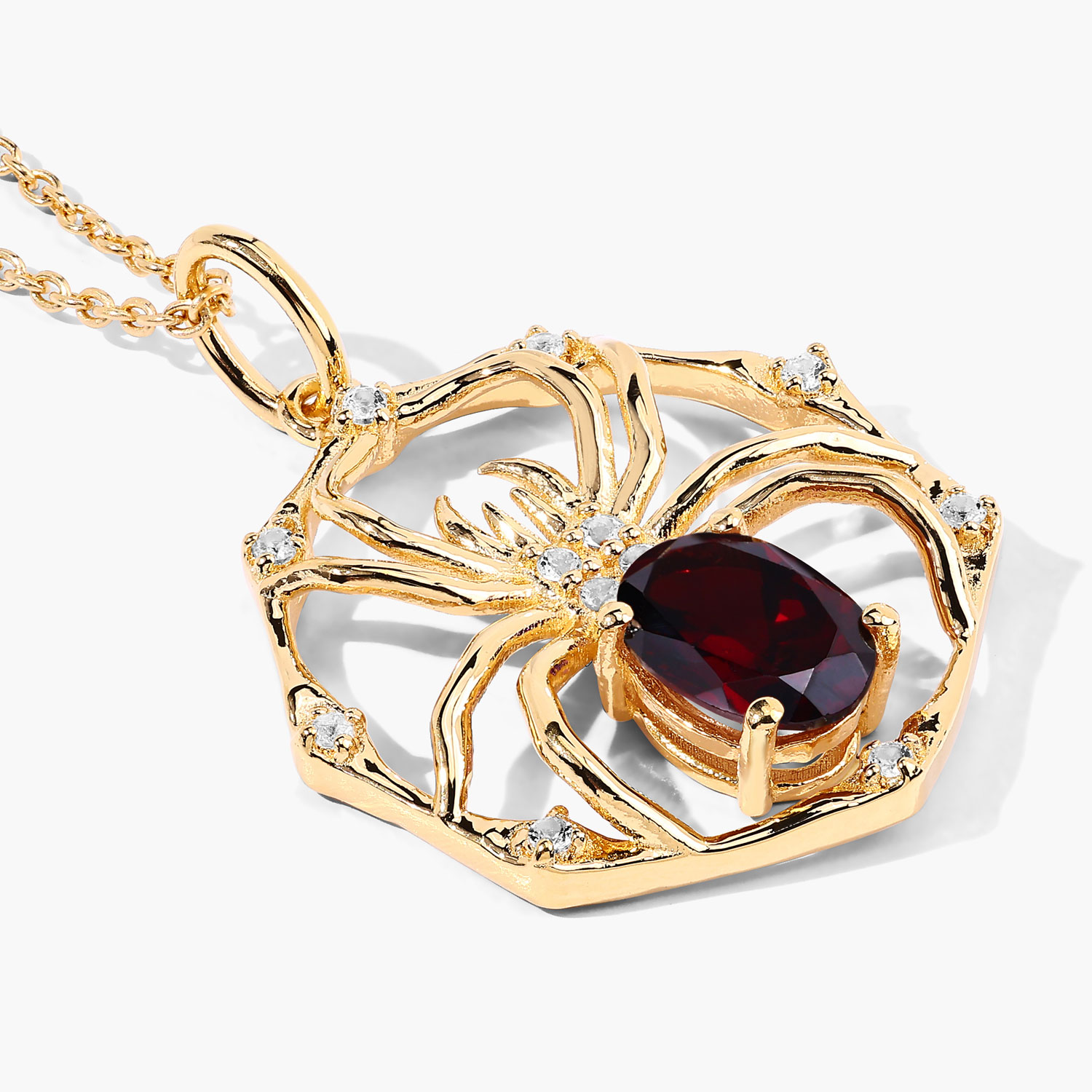1.43 Carat Genuine Garnet and White Topaz .925 Sterling Silver Pendant
