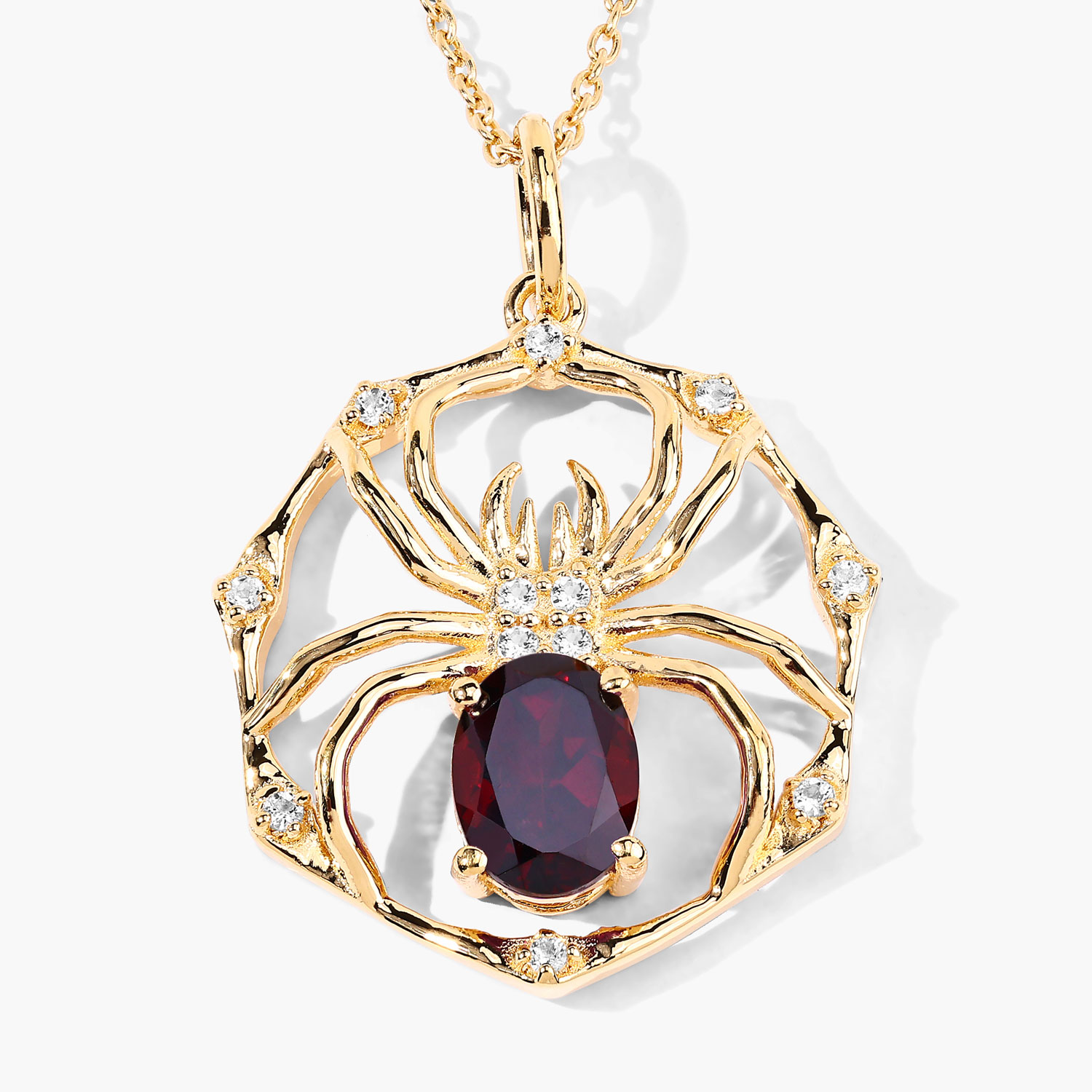 1.43 Carat Genuine Garnet and White Topaz .925 Sterling Silver Pendant